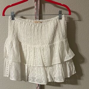 Choosey White Eyelet Lace Smocked Tiered Ruffle Mini Skirt Size 6